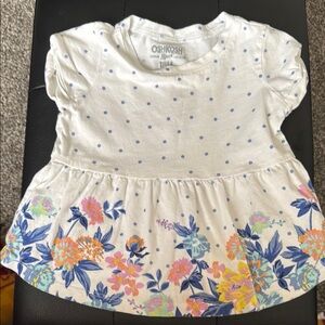 OshKosh B'gosh White and Blue Casual Dress with Peplum